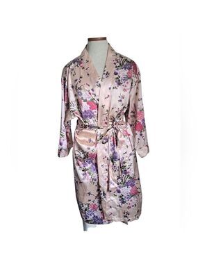 PRETTY ROBES Floral Satiny Silky Feel Robe Bridal Resort Spa Coastal L/XL